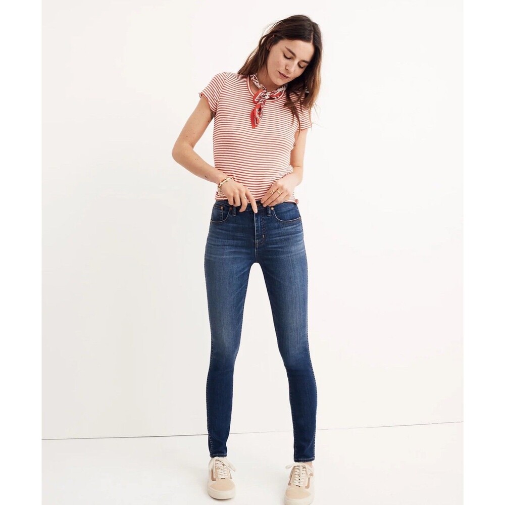 Madewell Tall 10" High-Rise Skinny Jeans Danny Wash Blue Size 26 Tencel G7673